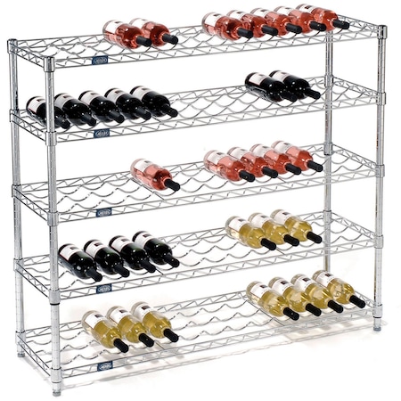 Nexel Wine Bottle Rack, 65 Bottle 48inW x 14inD x 42inH, Chrome 797146